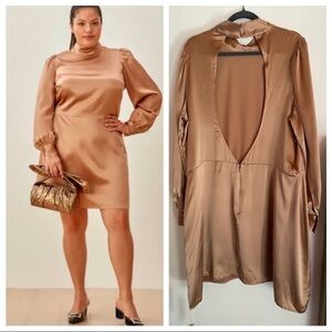 NWOT Reformation Kim Dress gold silk dress